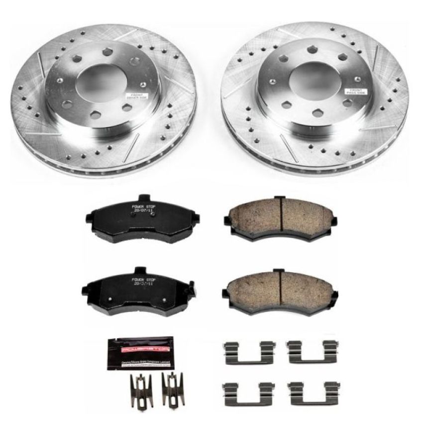 PowerStop K1093 Z23 Daily Driver Carbon-Fiber Ceramic Brake Pad and Drilled & Slotted Rotor Kit