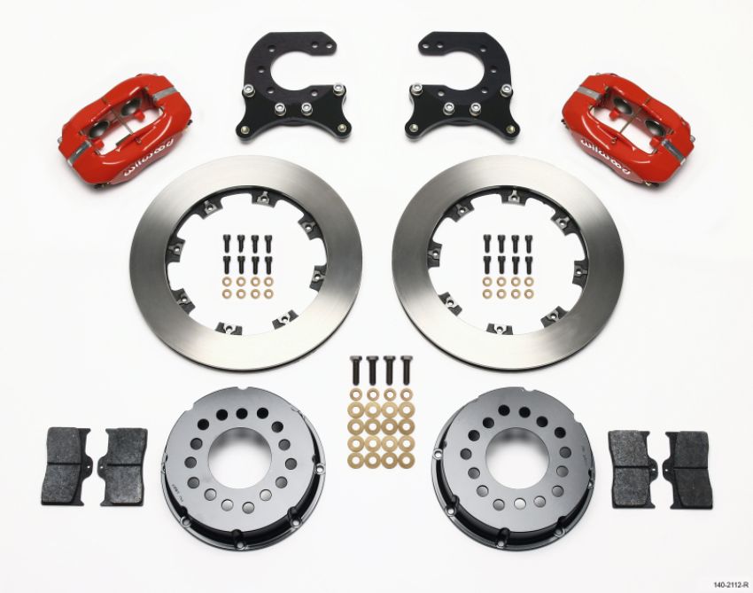 Wilwood 140-2112-R Forged Dynalite P/S Rear Kit Red Chev 12 Bolt w C-Clips