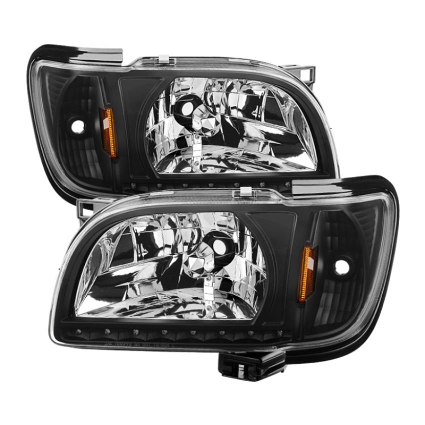 SPYDER 5056214 Xtune Toyota Tacoma 01-04 1 Piece w/ Black Trim Crystal Headlights Black HD-ON-TT01-1PC-LED-BK