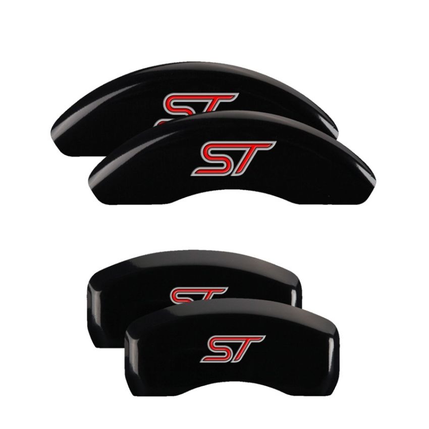 MGP 10236SST1BK 4 Caliper Covers Engraved Front & Rear No bolts/ST Black finish silver ch