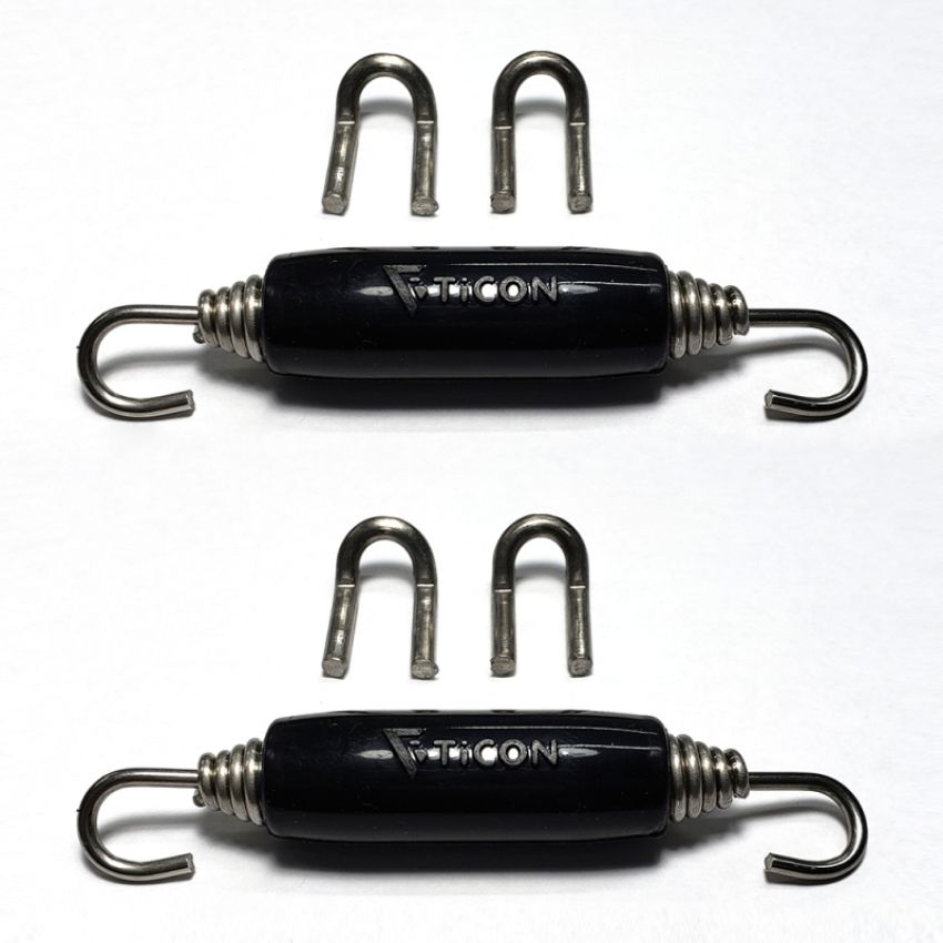 Stainless Bros Spring Tab Kit - 5 Pack SS304 (5 Springs 10 Hooks and 5 Black Silicone Sleeves)
