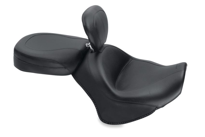 Mustang Motorcycle 79661 Mustang 11-17 Yamaha Stryker Standard Touring 2PC Seat w/Driver Backrest - Black