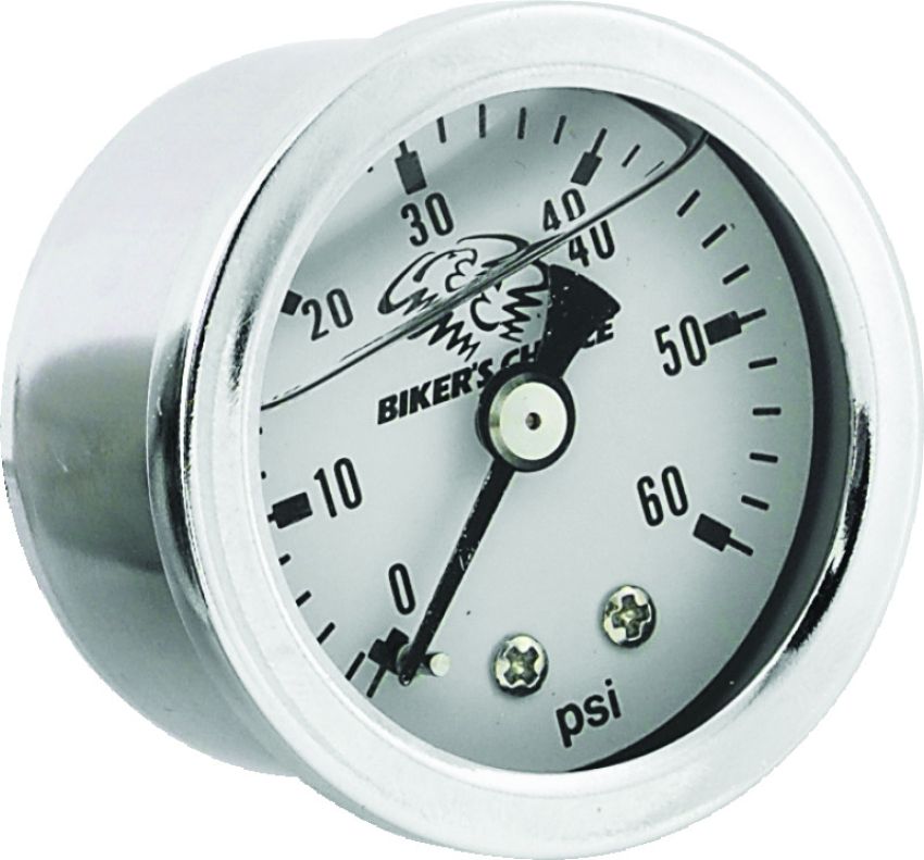 Bikers Choice 210077 White Face Liquid Filled Oil Pressure Gauge 0-60 Psi 1/8 NPT