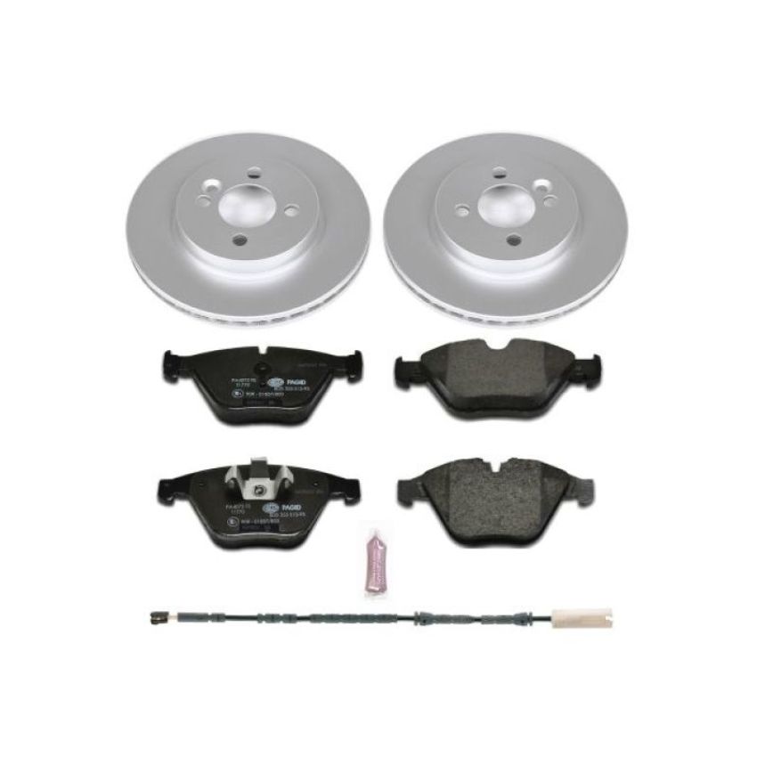 PowerStop ESK6073 Genuine Geomet Coated Rotors, ECE-R90 Brake Pads + Hardware Kit