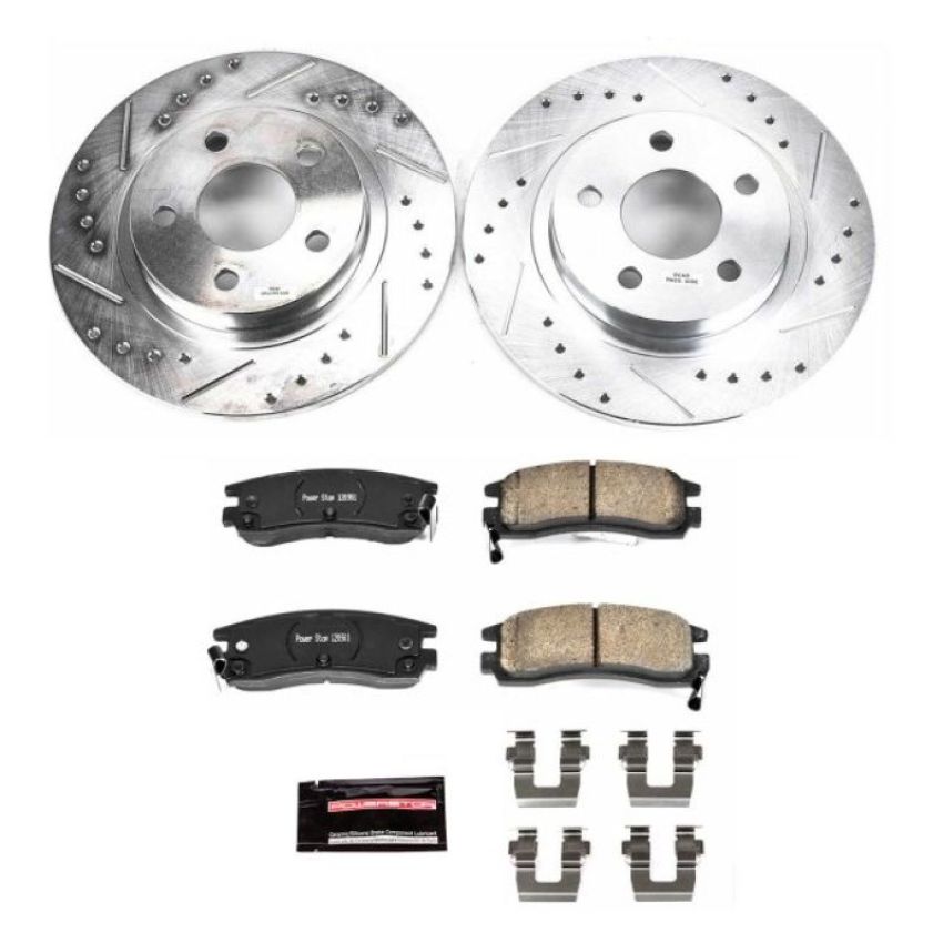 PowerStop K1566 Z23 Daily Driver Carbon-Fiber Ceramic Brake Pad and Drilled & Slotted Rotor Kit