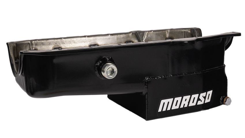 MOROSO MOR21324 SBC C/T Oil Pan - 7qt. 1pc. R/M w/Ins. Bung