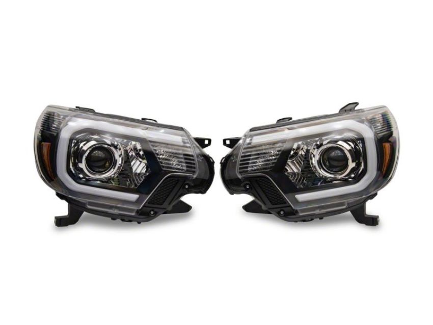 Raxiom TT21849 12-15 Toyota Tacoma Axial Series Projector Headlights w/ LED Bar- Blk Housing (Clear Lens)