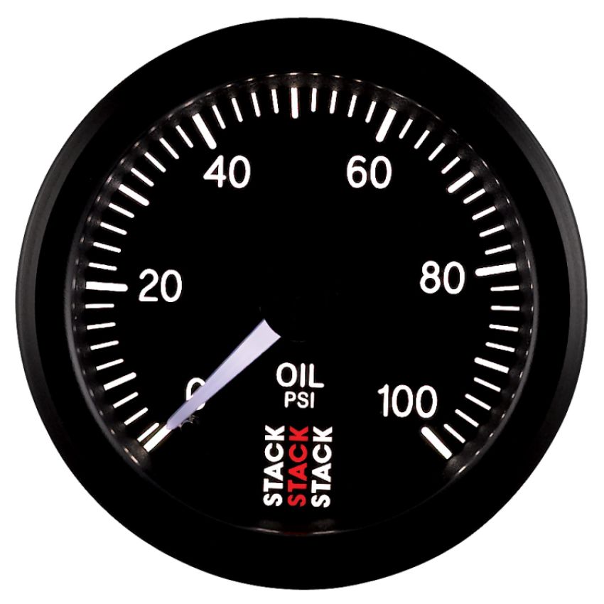 AutoMeter ST3102 Stack 52mm 0-100 PSI 1/8in NPTF (M) Mechanical Oil Pressure Gauge - Black