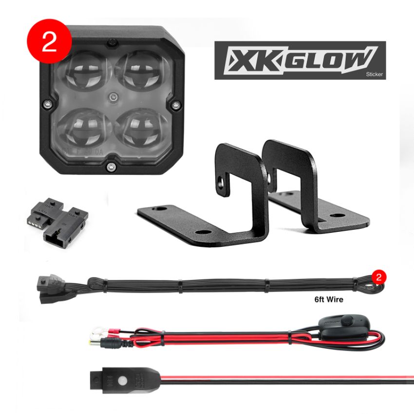 XKGLOW XK065001-FO-KIT XK Glow XKchrome 20w LED Cube Light w/ RGB Accent Light Kit w/ Controller- Fog Beam 2pc