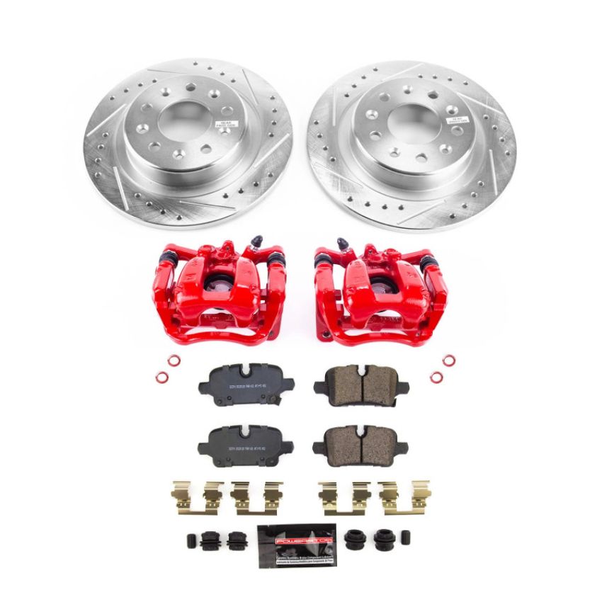 PowerStop KC8676 Z23 Daily Driver Carbon-Fiber Ceramic Pads Drilled & Slotted Rotor & Caliper Kit