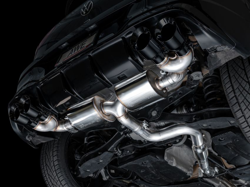 AWE Tuning 3015-43658 AWE MK8 Volkswagen Golf R 3in Touring Edition Quad Exhaust - Diamond Black Tips