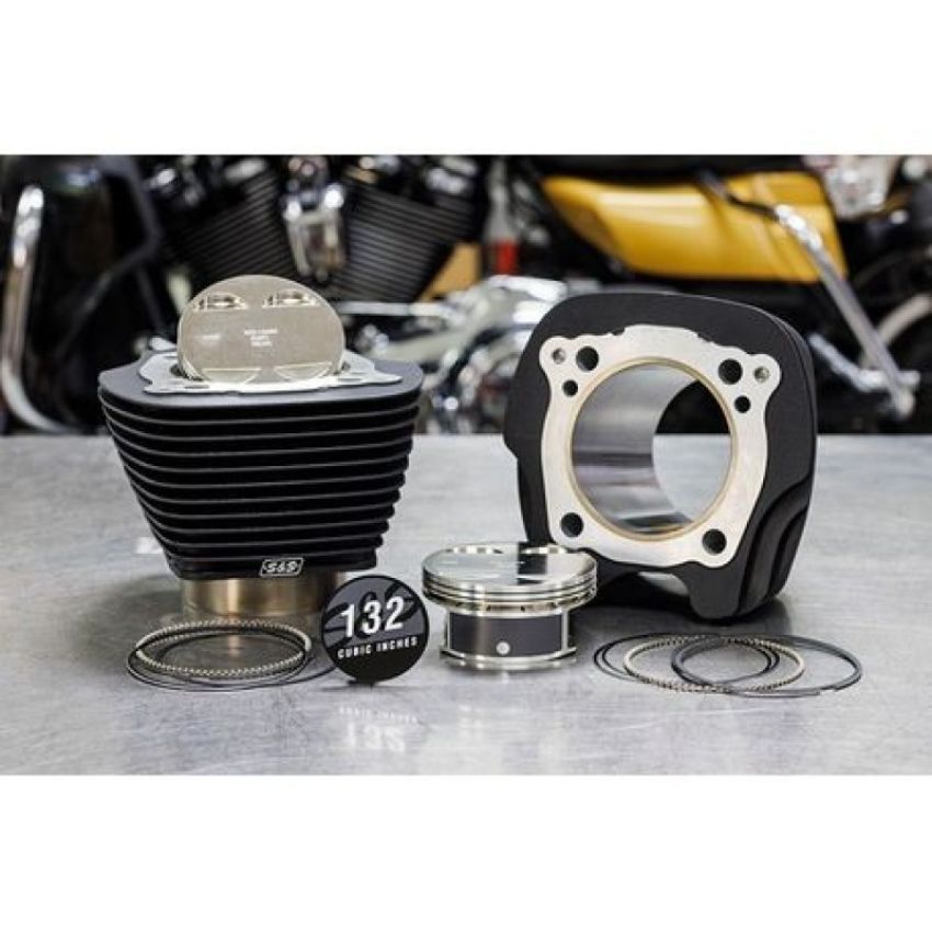 S&S Cycle 910-0846 2017+ M8 Models 4.320in Bore 4.500in Stroke Cylinder Kit - Wrinkle Black w/o Highlight