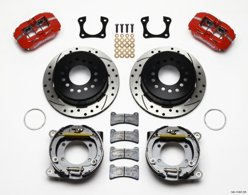 Wilwood 140-11397-DR Dynapro Low-Profile 11.00in P-Brake Kit Drill-Red 58-64 Olds/Pontiac Ends 2.81in Offset