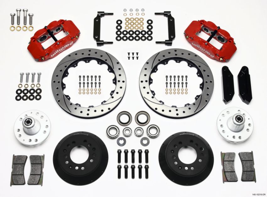 Wilwood 140-10219-DR Narrow Superlite 6R Front Hub Kit 12.88in Drilled Red 1968-1969 Mustang Disc Spindle