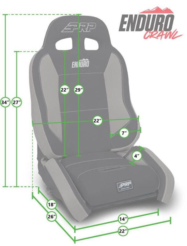 PRP Seats A9001045-241 PRP EnduroCrawl Reclining Suspension Seat - Black Suede - Passenger