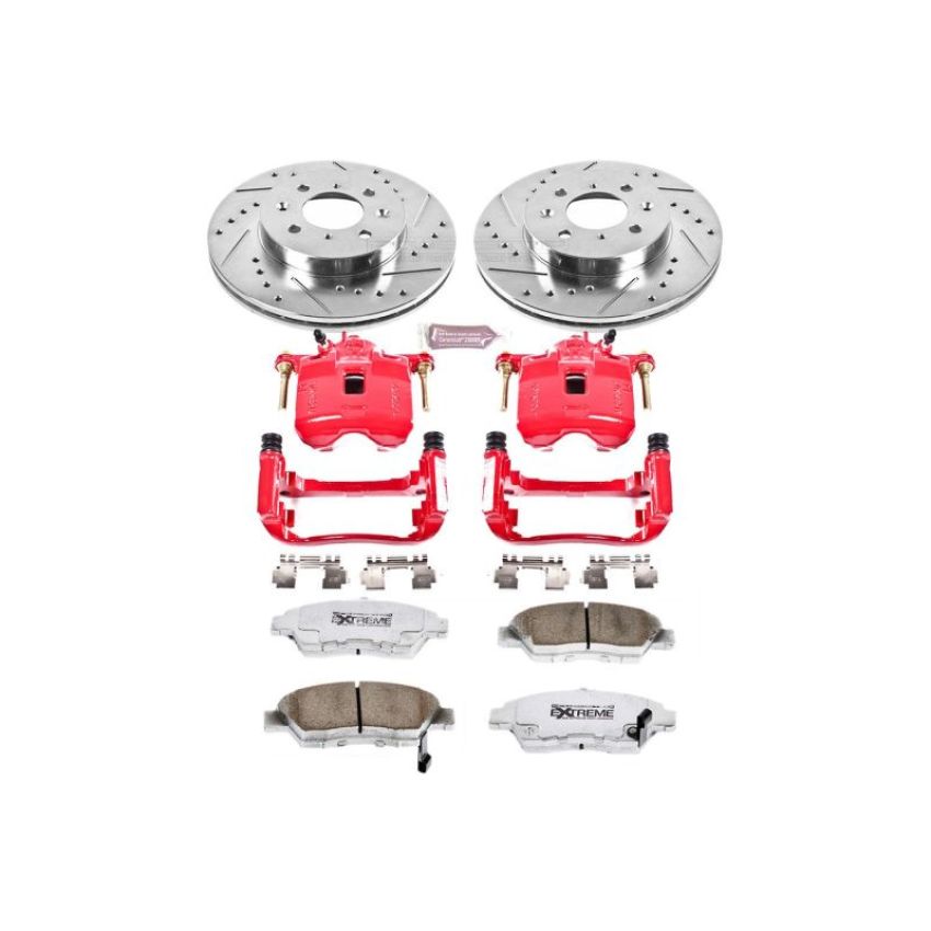 PowerStop KC694-26 Z26 Street Performance Ceramic Brake Pad, Drilled Slotted Rotor, and Caliper Kit