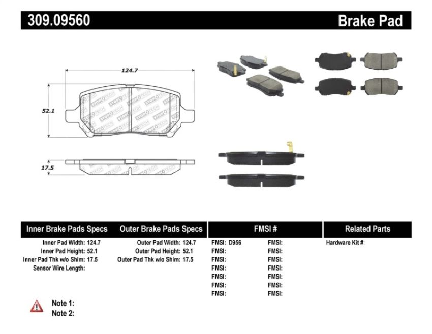 Stoptech 309.09560 Performance Brake Pads