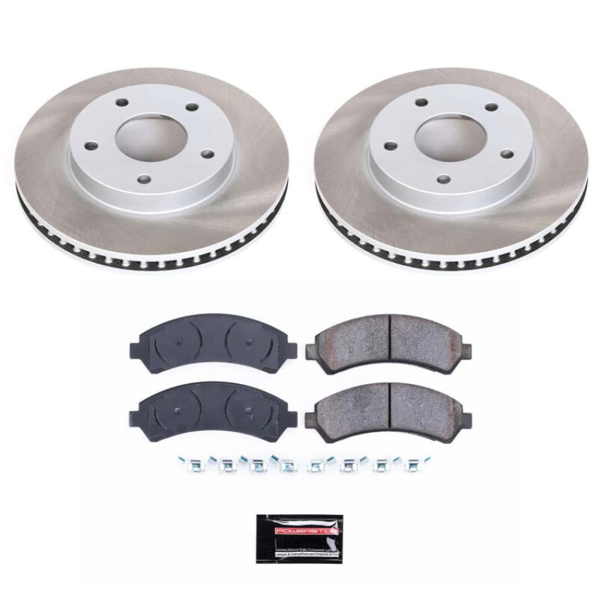PowerStop SC2004 Semi-Coated Rotor and Low-Dust Ceramic Brake Pad Kit