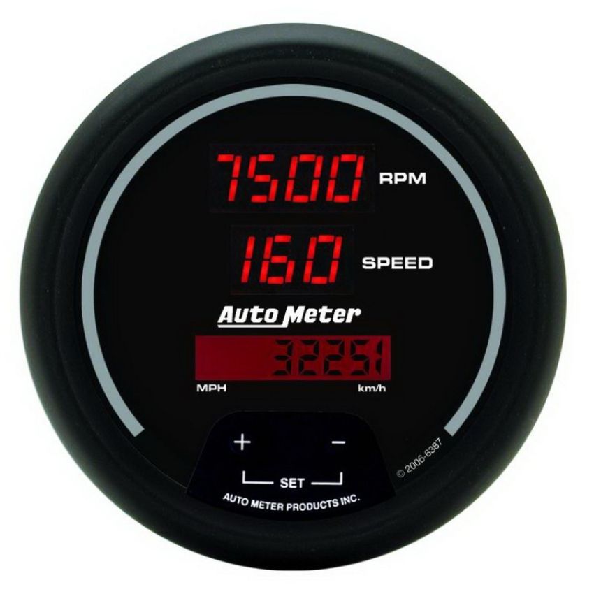 AutoMeter 6387 GAUGE, TACH/SPEEDO, 3 3/8