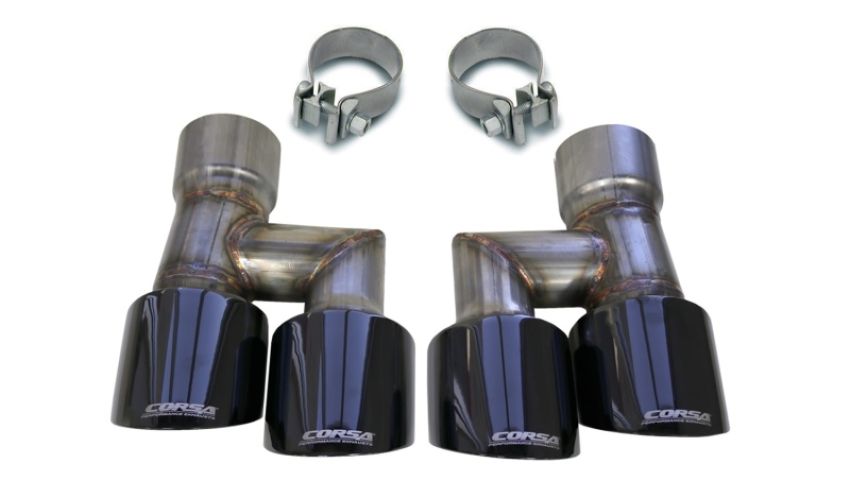 Corsa Performance 21038BLK Twin 4.0in. Black PVD Pro-Series Tip Kit (Clamps Included)