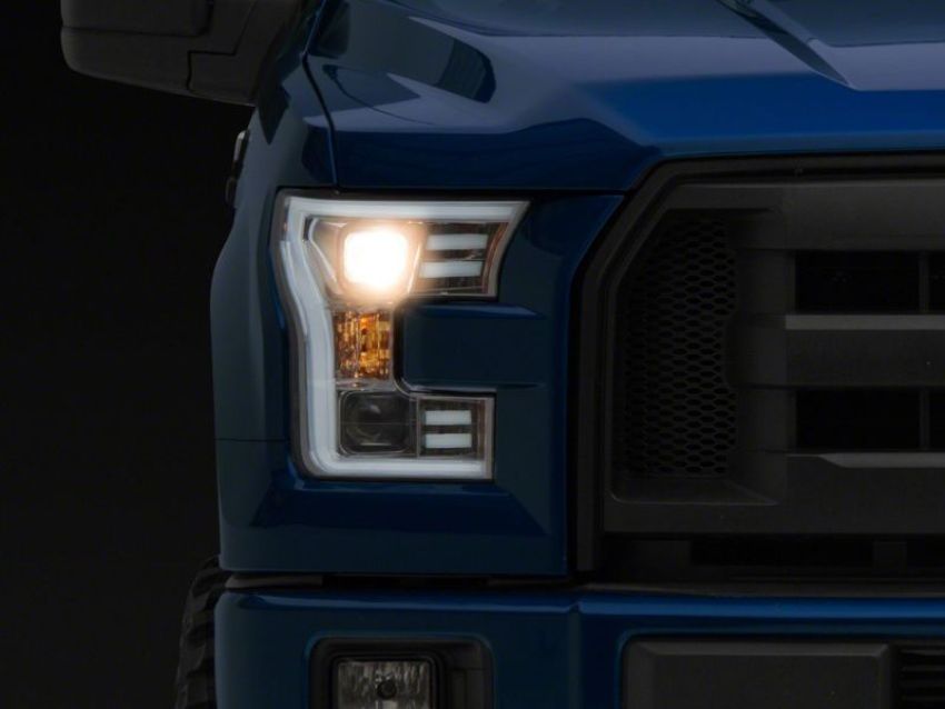 Raxiom T542715 15-17 Ford F-150 Projector Headlights w/ LED Accent- Chrome Housing (Clear Lens)