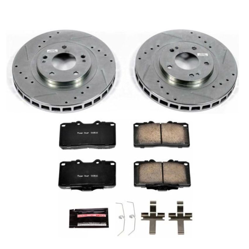 PowerStop K796 Z23 Daily Driver Carbon-Fiber Ceramic Brake Pad and Drilled & Slotted Rotor Kit