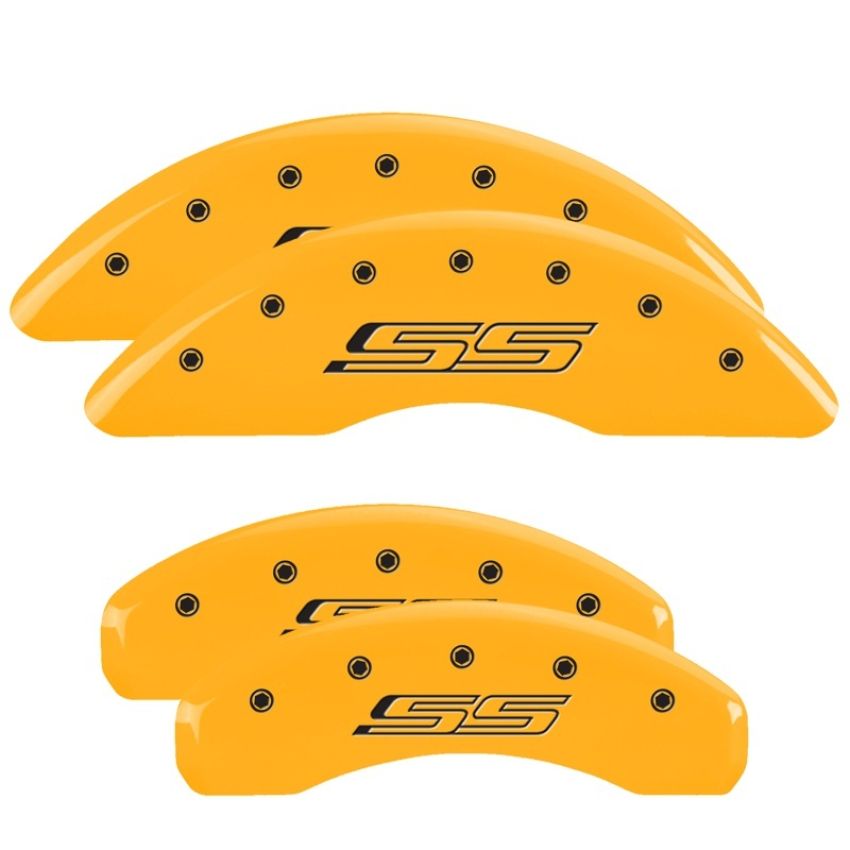 MGP 14241SSS5YL 4 Caliper Covers Engraved Front & Rear Gen 5/SS Yellow finish black ch