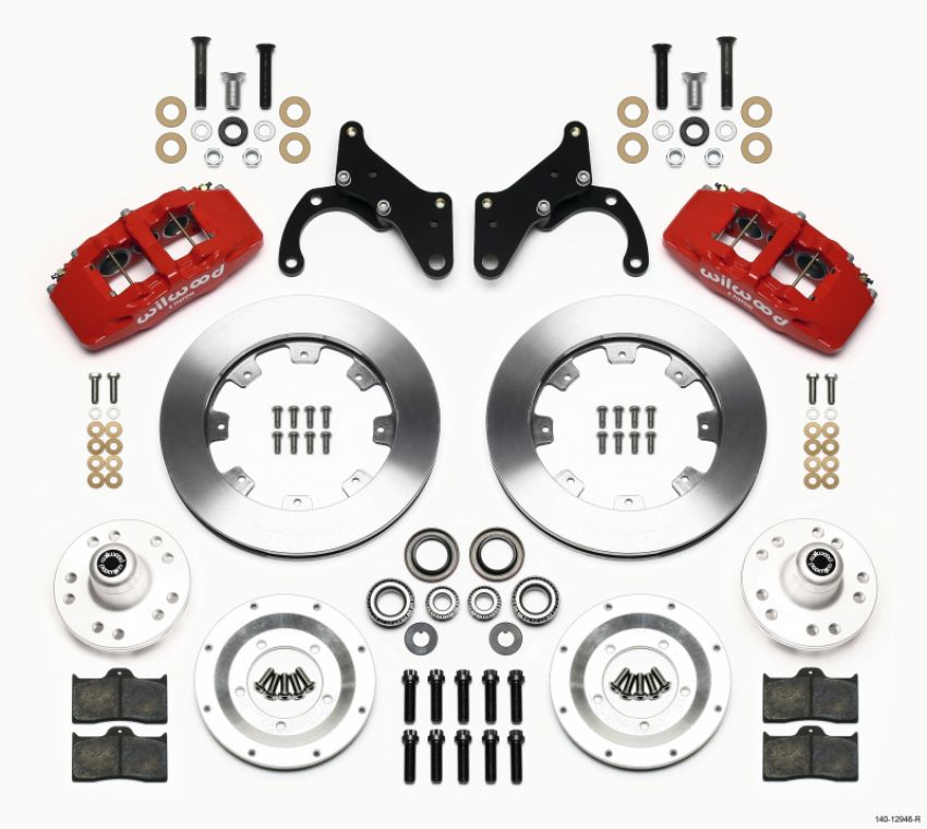 Wilwood 140-12946-R Dynapro 6 Front Hub Kit 12.19in Red 69-70 Impala Drum/Disc 69-82 Vette