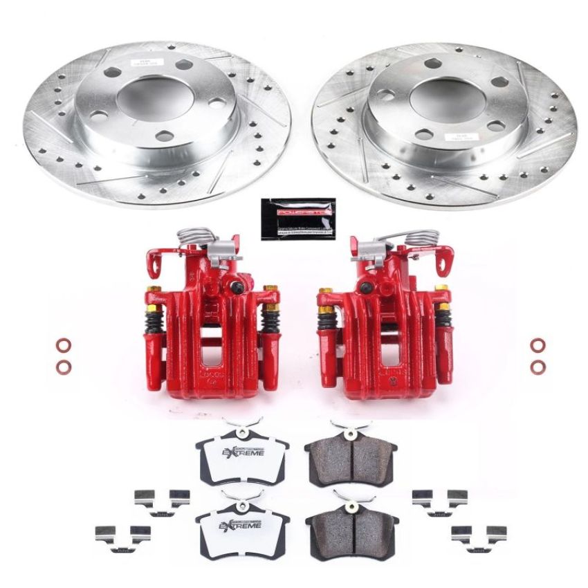 PowerStop KC585-26 Z26 Street Performance Ceramic Brake Pad, Drilled Slotted Rotor, and Caliper Kit