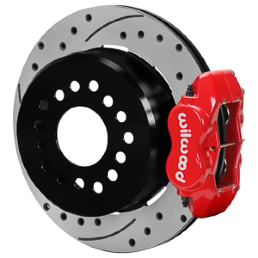Wilwood 140-17121-DR Chevy Monte Carlo Forged 4 Piston DynaPro Red Caliper HP32 VV D&S Rotor - 12.19x0.81