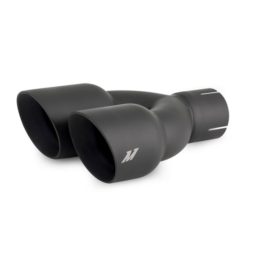 Mishimoto MMEXH-TIP-FSTBK Dual Offset Tips 2.5in Inlet 3in Outlet Slash Cut - Black