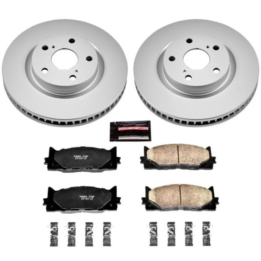 PowerStop CRK3053 Genuine Geomet Coated Rotor and Low-Dust Ceramic Brake Pad Kit