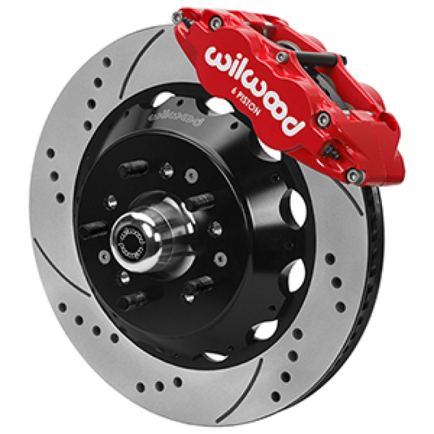 Wilwood 140-17089-DR Forged 6 Piston Red Superlite Caliper, SRP 72 Vane Vented Spec37 Drilled & Slotted Rotor - 1
