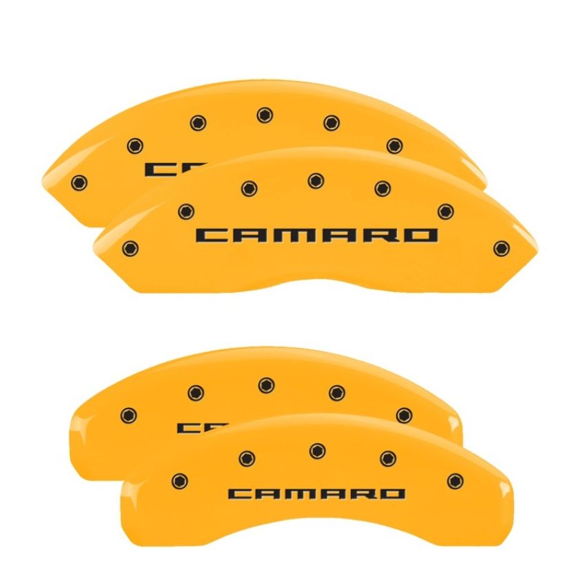 MGP 14240SCA5YL 4 Caliper Covers Engraved Front & Rear Gen 5/Camaro Yellow finish black ch