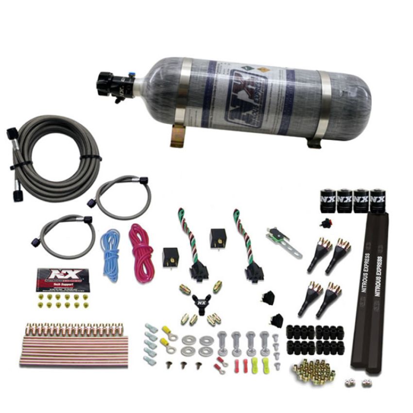 Nitrous Express 90094-12 4-CYL SX2 NOZZLE SYSTEM W/ COMPOSITE BOTTLE (100-300HP X 2)