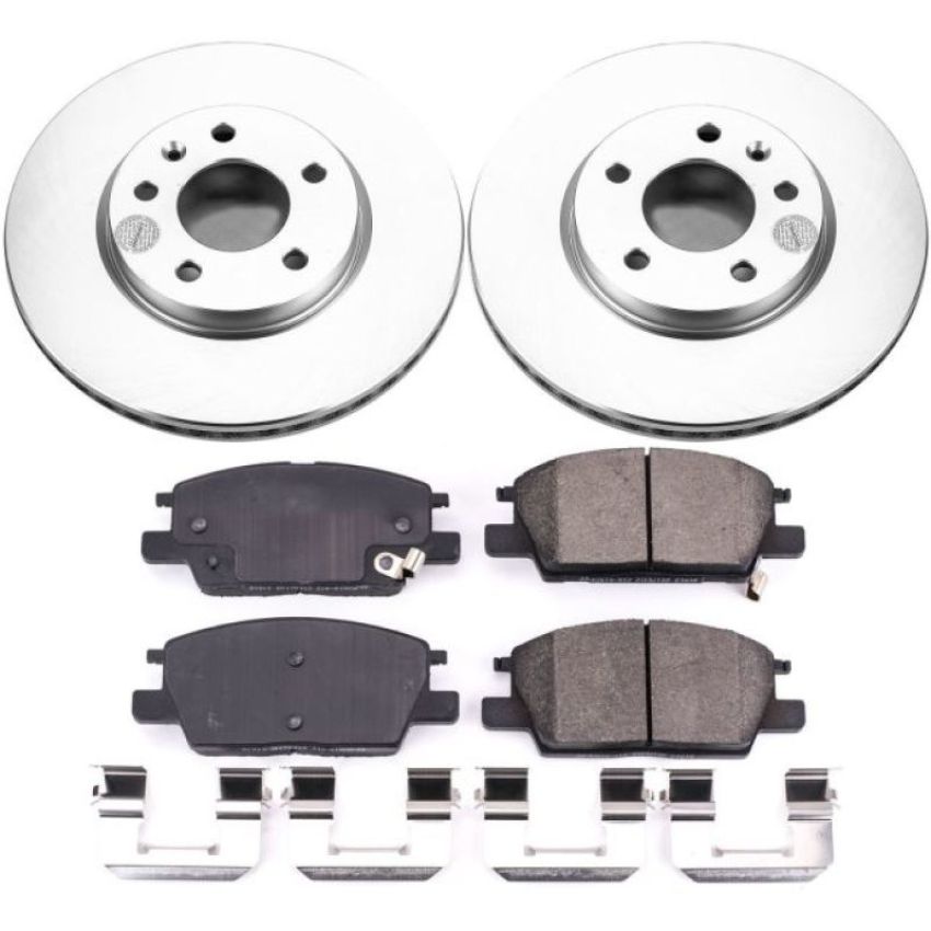 PowerStop CRK7400 Genuine Geomet Coated Rotor and Low-Dust Ceramic Brake Pad Kit