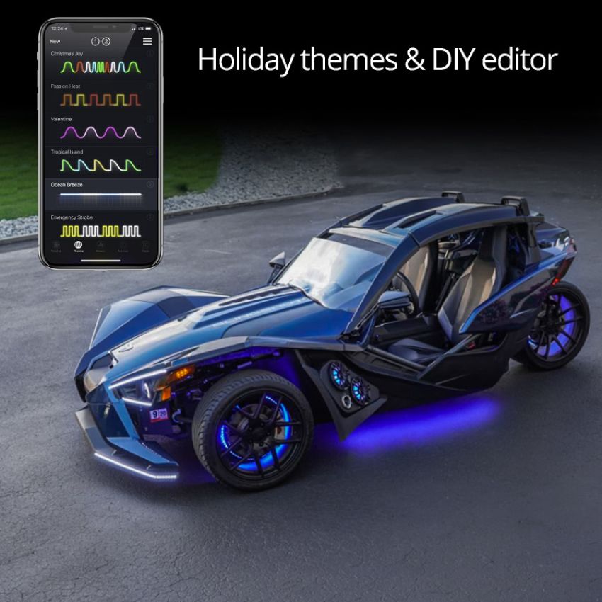 XKGLOW XK-SLING-STA XK Glow LED Underglow Light Kit for Polaris Slingshot XKCHROME Smartphone App Controller (Standard)