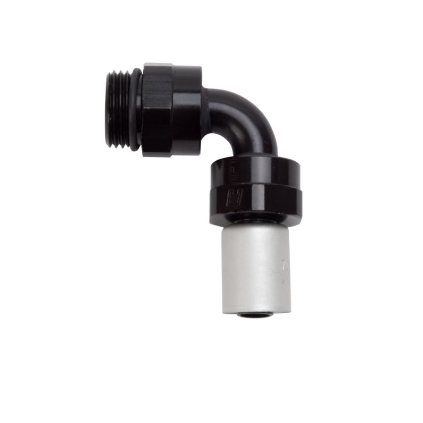 Russell 610840 Performance -8 SAE Port Male to -8 AN Hose 90 Degree Crimp On Hose End - Black Anodized