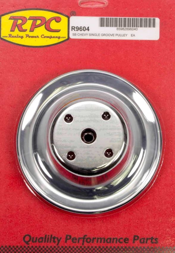 RACING POWER CO-PACKAGED RPCR9604 Chrome Steel Water Pump Pulley Long SBC 6.3 Dia