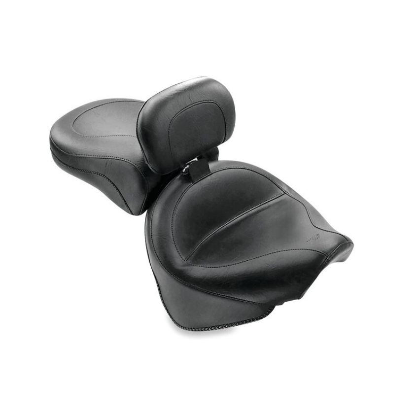 Mustang Motorcycle 79221 Mustang 99-11 Yamaha V-Star 1100 Custom Wide Touring 2PC Seat w/Driver Backrest - Black