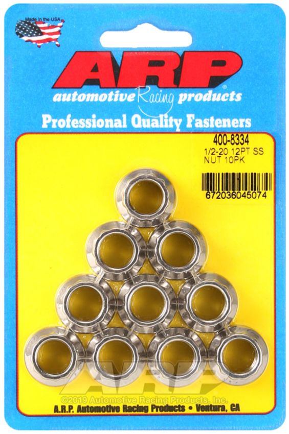 ARP ARP400-8334 S/S 1/2-20 12pt. Nuts 10pk