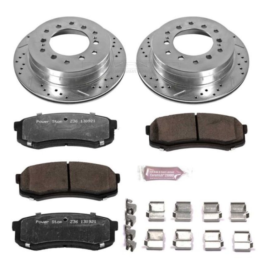 PowerStop K2405-36 Z36 Truck and SUV Carbon-Fiber Ceramic Brake Pad and Drilled & Slotted Rotor Kit
