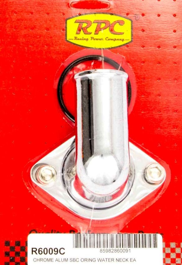 RACING POWER CO-PACKAGED RPCR6009C 66-75 Chevy V8 Alum 90 Deg Water Neck Chrome