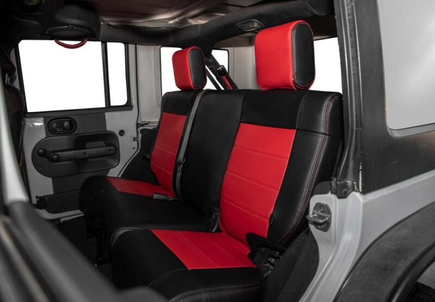 PRP 08-10 Jeep Wrangler JKU Rear Seat Cover/4 door - Black/Red
