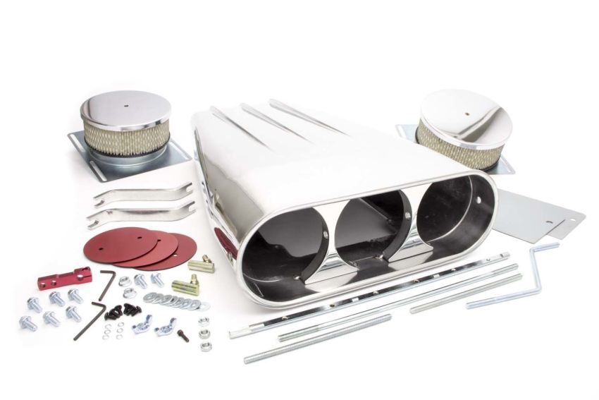 RACING POWER CO-PACKAGED RPCR5239 Streetscoop Polished Finned Dual 4 Barrel
