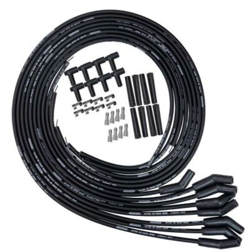 Moroso 73853 Universal 135 Degree Plug Boot Black Ultra 40 Wire Set Kit