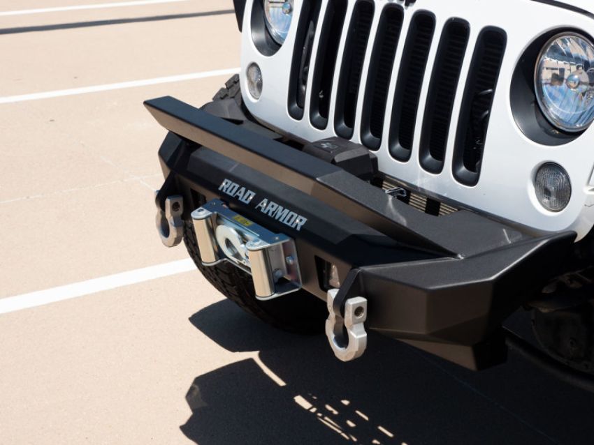 Road Armor 5072F3B 07-18 Jeep Wrangler JK Stealth Front Winch Bumper w/Bar Guard Mid Width - Tex Blk