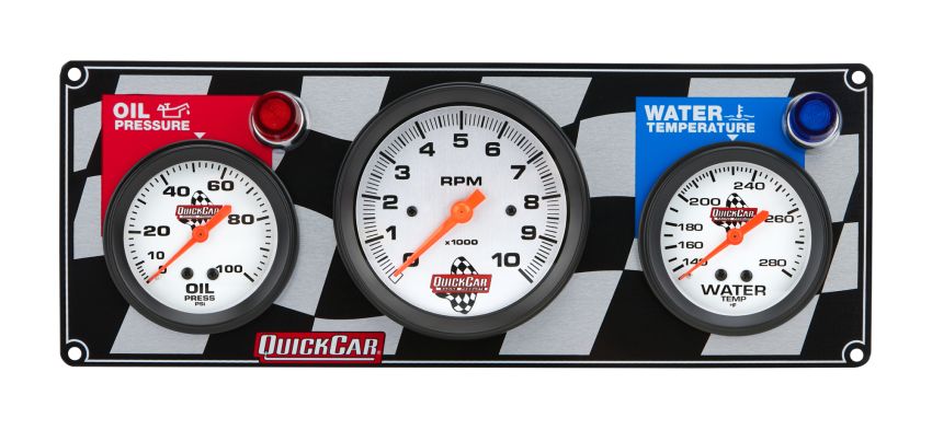 QUICKCAR RACING PRODUCTS QRP61-60313 Gauge Panel OP/WT W/Tach
