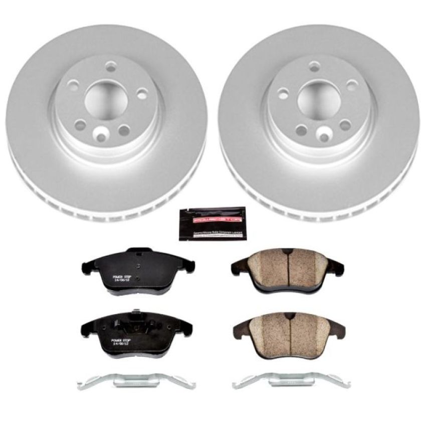 PowerStop CRK4700 Genuine Geomet Coated Rotor and Carbon-Fiber Ceramic Brake Pad Kit
