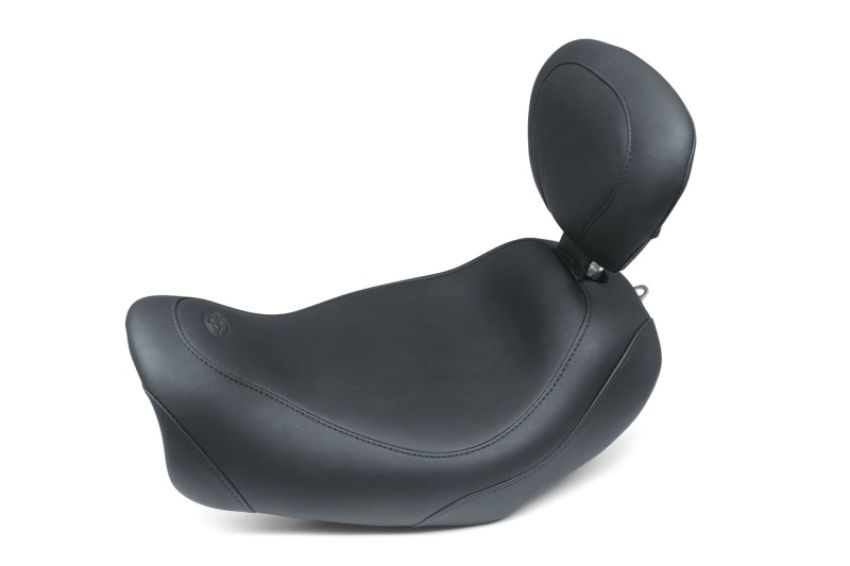 Mustang Motorcycle 79798 Mustang 14-17 Harley Fat Bob Wide Tripper Solo Seat w/Driver Backrest - Black